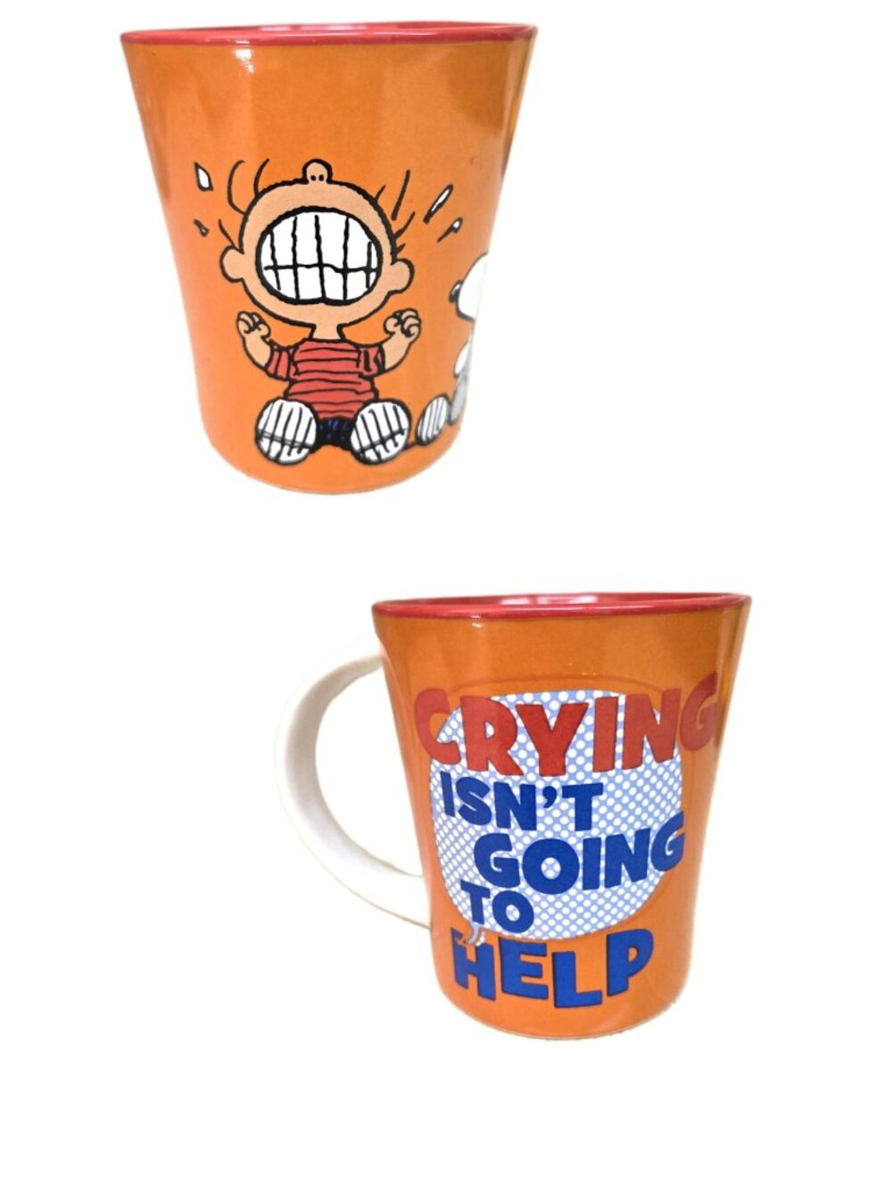 Peanuts Linus and Snoopy "Crying isn't Going to Help" Mug